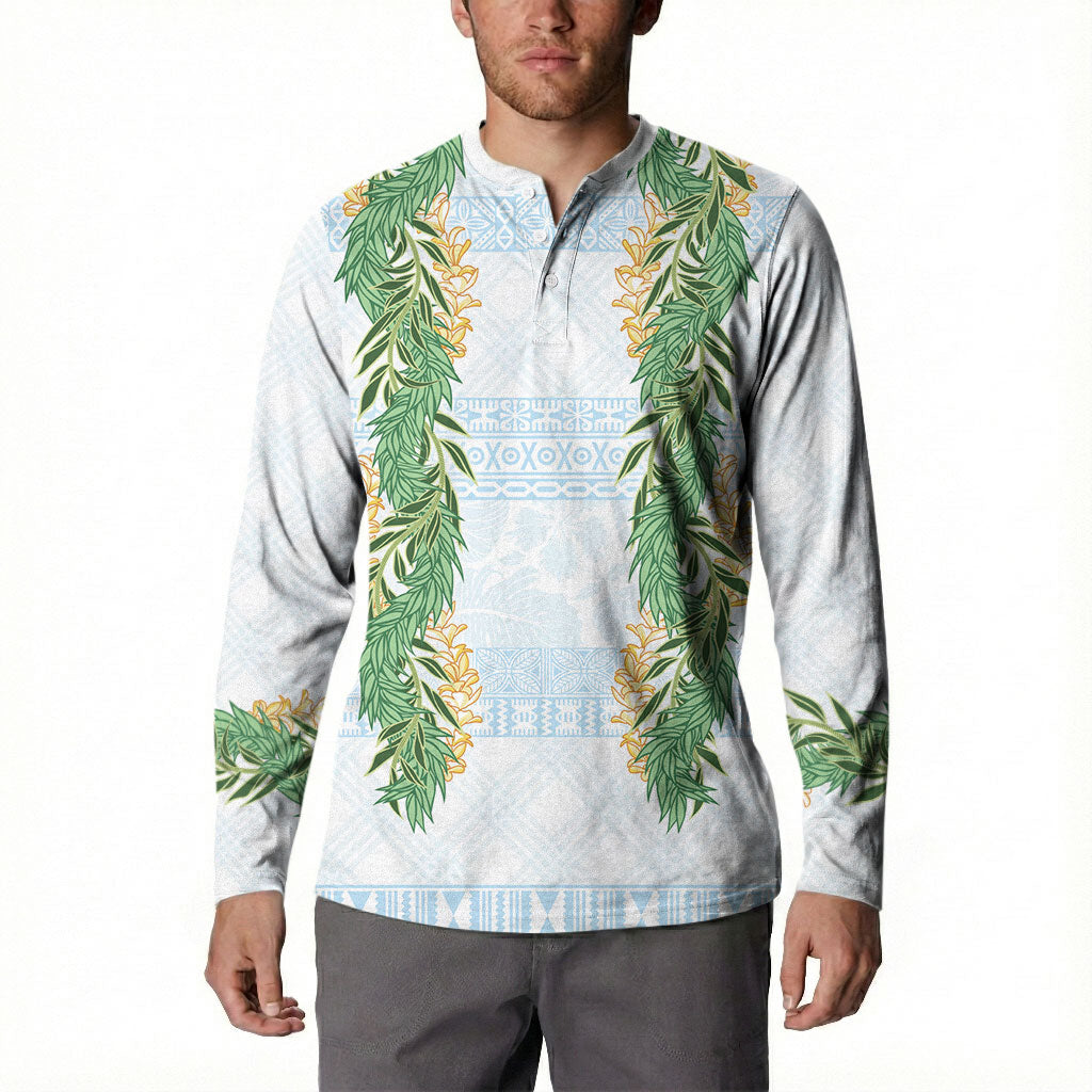 Hawai'i Paniolo Maile Twisted Lei Button Sweatshirt Winter White