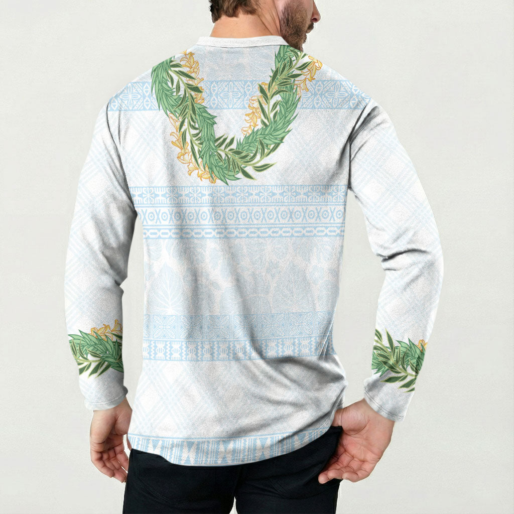 Hawai'i Paniolo Maile Twisted Lei Button Sweatshirt Winter White
