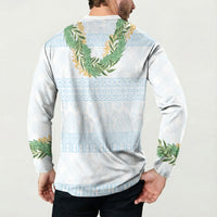 Hawai'i Paniolo Maile Twisted Lei Button Sweatshirt Winter White