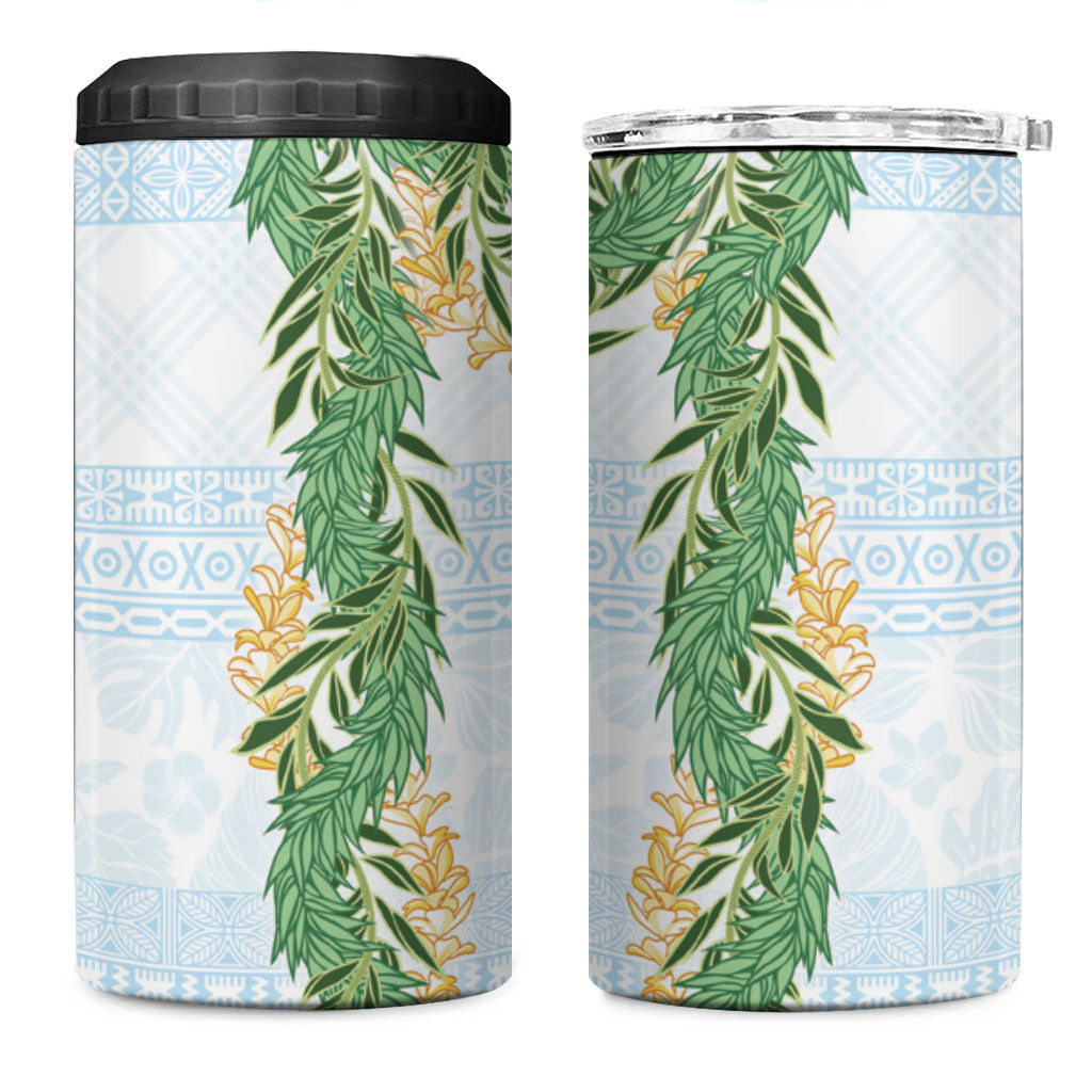 Hawai'i Paniolo Maile Twisted Lei 4 in 1 Can Cooler Tumbler Winter White