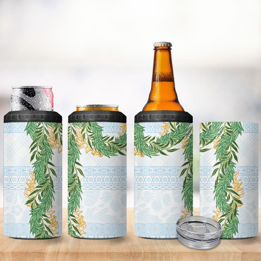 Hawai'i Paniolo Maile Twisted Lei 4 in 1 Can Cooler Tumbler Winter White