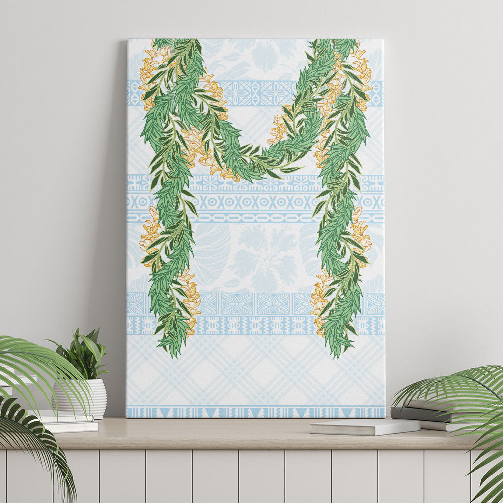 Hawai'i Paniolo Maile Twisted Lei Canvas Wall Art Winter White