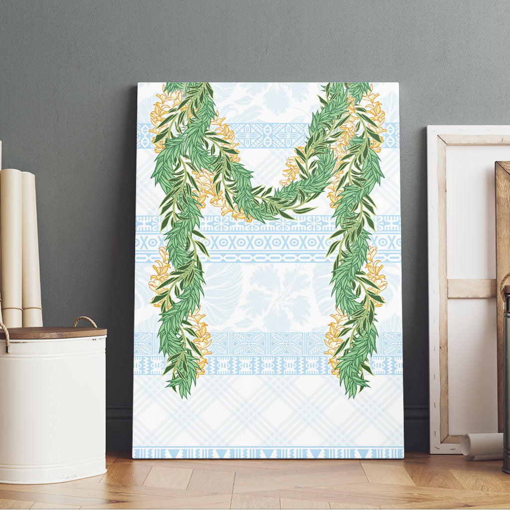 Hawai'i Paniolo Maile Twisted Lei Canvas Wall Art Winter White