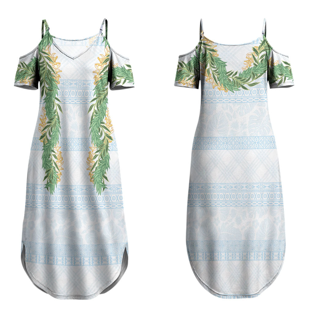 Hawai'i Paniolo Maile Twisted Lei Couples Matching Summer Maxi Dress and Hawaiian Shirt Winter White