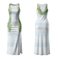 Hawai'i Paniolo Maile Twisted Lei Couples Matching Tank Maxi Dress and Long Sleeve Button Shirt Winter White
