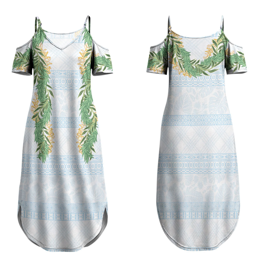 Hawai'i Paniolo Maile Twisted Lei Family Matching Summer Maxi Dress and Hawaiian Shirt Winter White