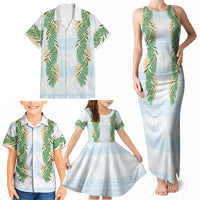 Hawai'i Paniolo Maile Twisted Lei Family Matching Tank Maxi Dress and Hawaiian Shirt Winter White