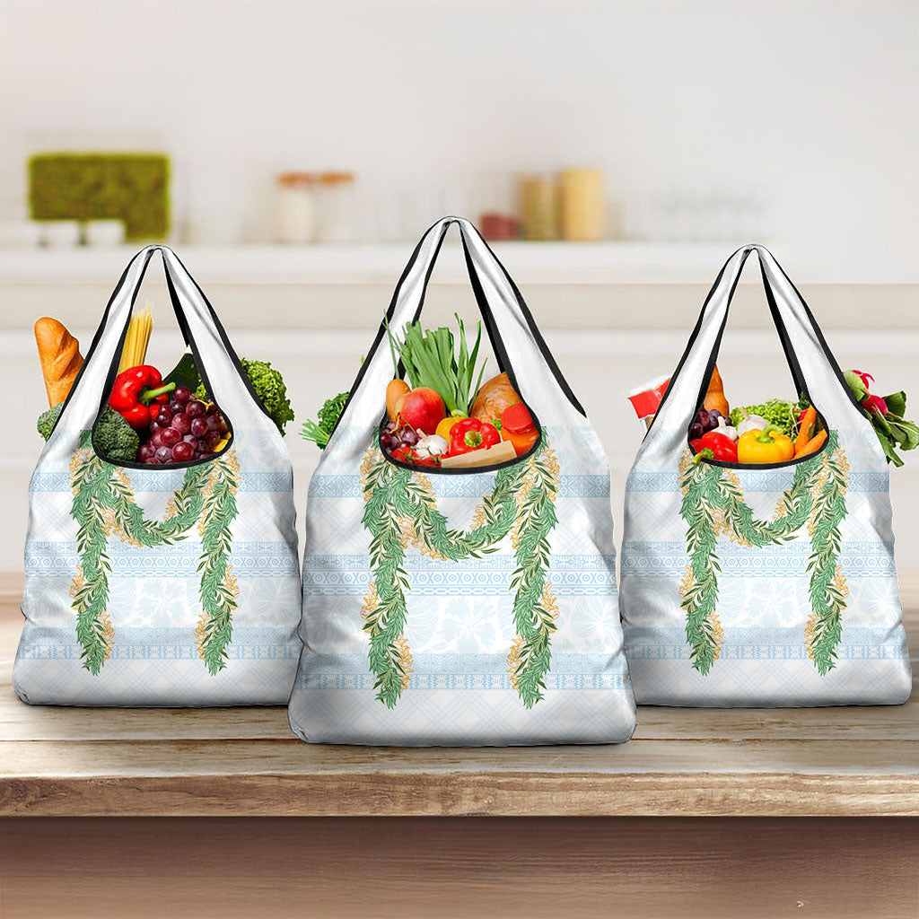 Hawai'i Paniolo Maile Twisted Lei Grocery Bag Winter White