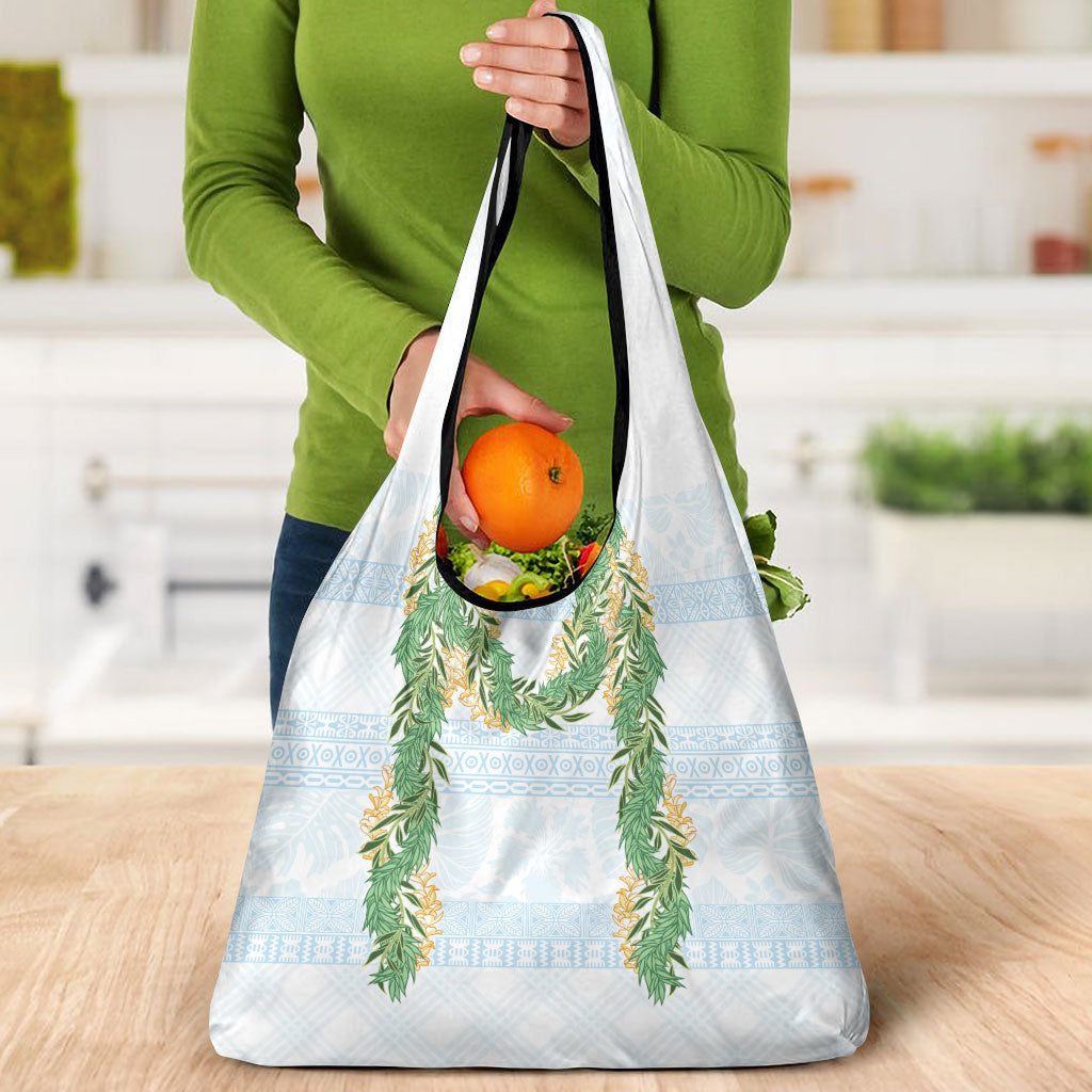 Hawai'i Paniolo Maile Twisted Lei Grocery Bag Winter White