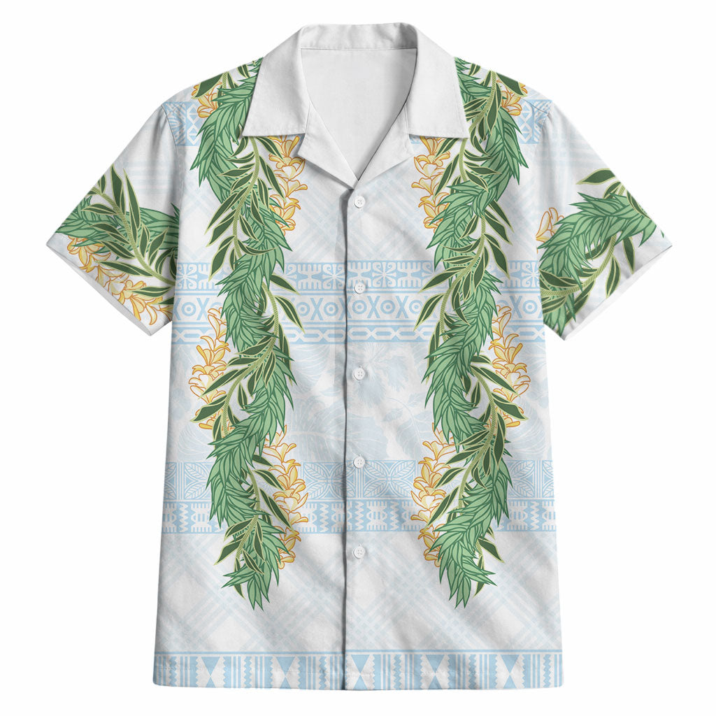 Hawai'i Paniolo Maile Twisted Lei Hawaiian Shirt Winter White