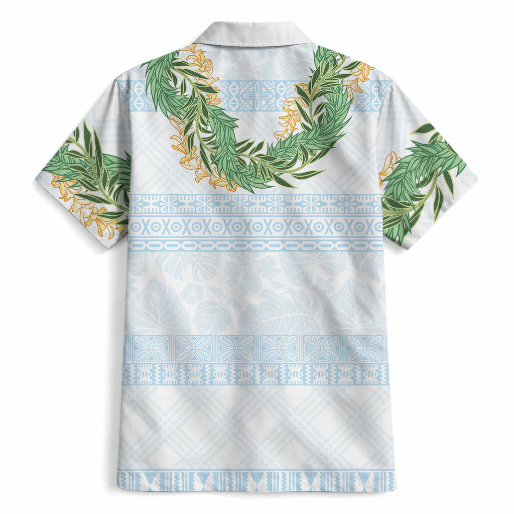 Hawai'i Paniolo Maile Twisted Lei Hawaiian Shirt Winter White