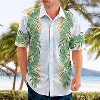 Hawai'i Paniolo Maile Twisted Lei Hawaiian Shirt Winter White