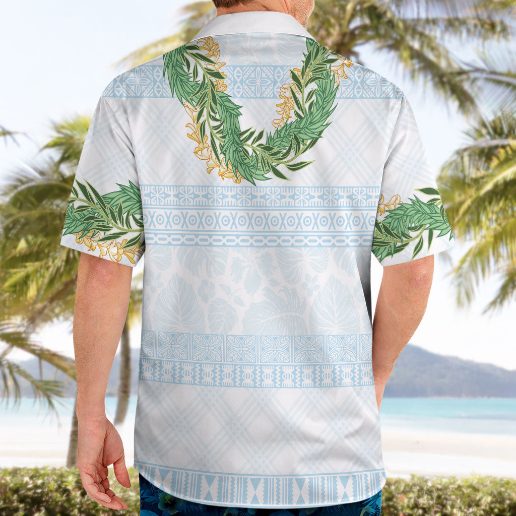 Hawai'i Paniolo Maile Twisted Lei Hawaiian Shirt Winter White