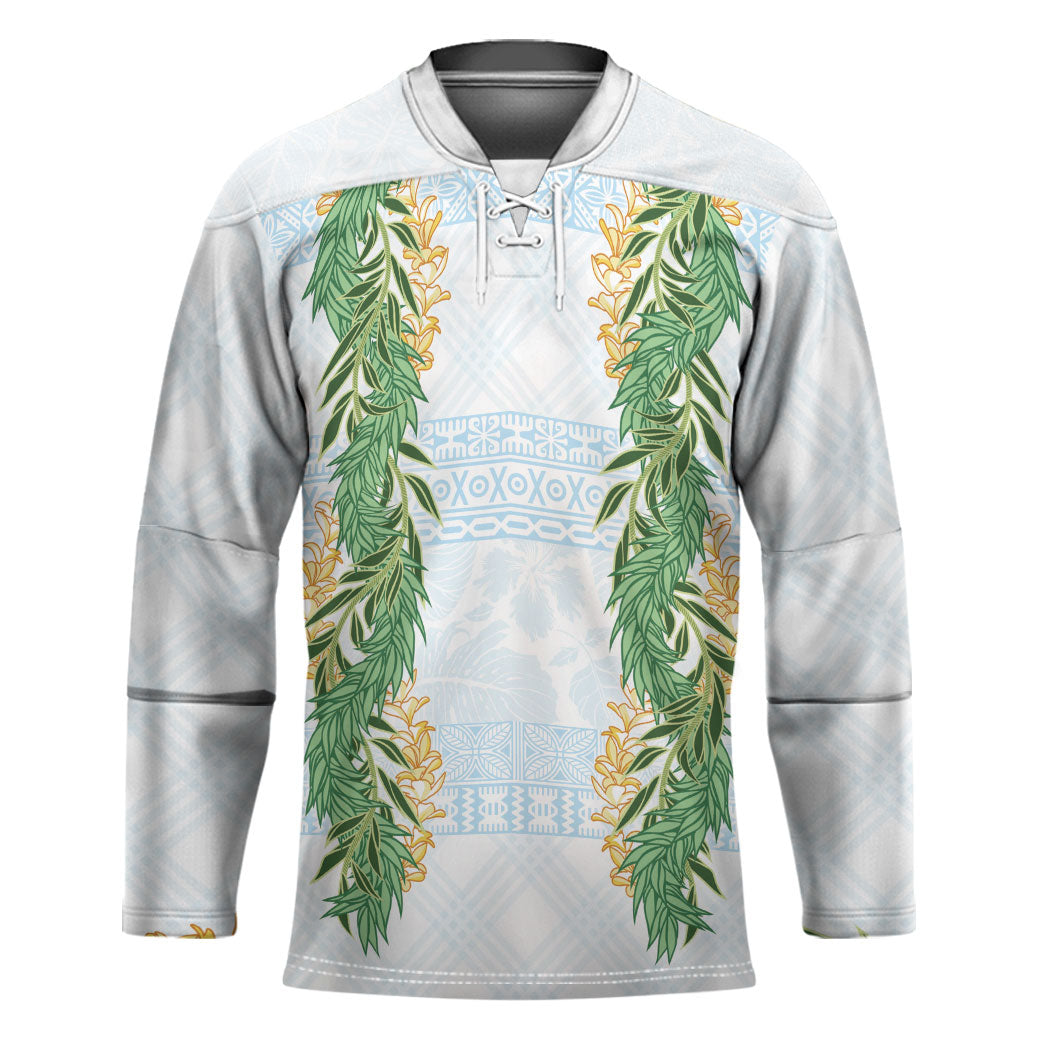 Hawai'i Paniolo Maile Twisted Lei Hockey Jersey Winter White LT7 Unisex White - Polynesian Pride
