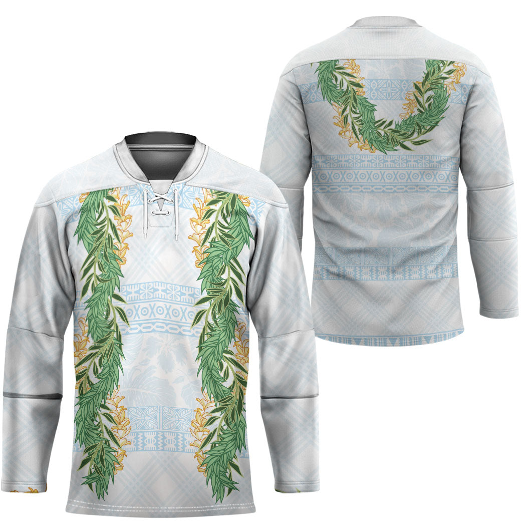 Hawai'i Paniolo Maile Twisted Lei Hockey Jersey Winter White LT7 - Polynesian Pride