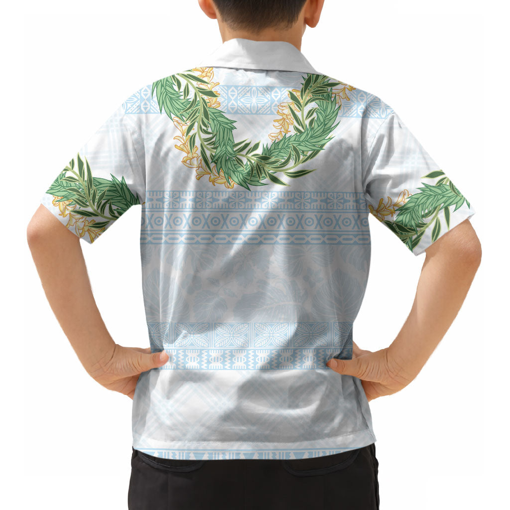 Hawai'i Paniolo Maile Twisted Lei Kid Hawaiian Shirt Winter White