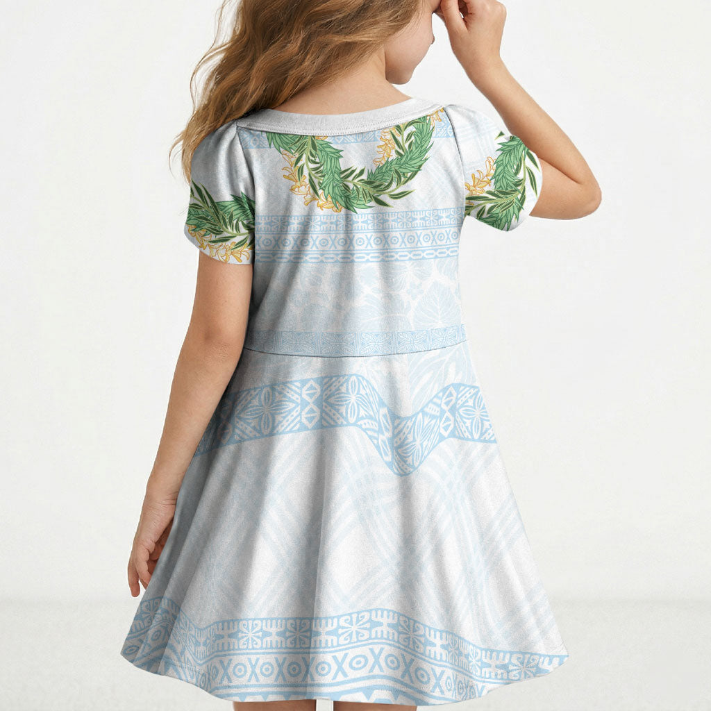 Hawai'i Paniolo Maile Twisted Lei Kid Short Sleeve Dress Winter White