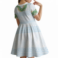 Hawai'i Paniolo Maile Twisted Lei Kid Short Sleeve Dress Winter White