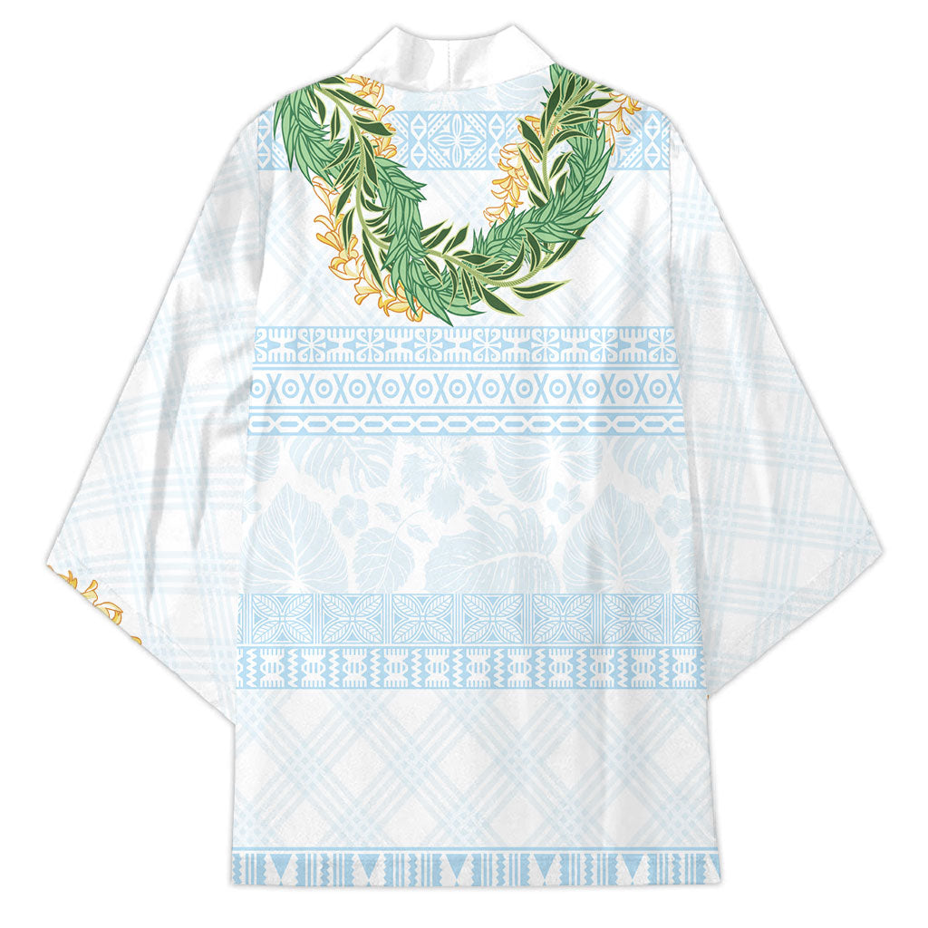 Hawai'i Paniolo Maile Twisted Lei Kimono Winter White