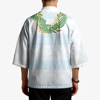 Hawai'i Paniolo Maile Twisted Lei Kimono Winter White