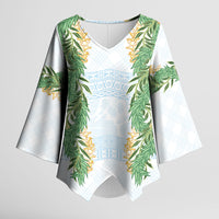 Hawai'i Paniolo Maile Twisted Lei Kimono Sleeve Blouse Winter White LT7 Female White - Polynesian Pride