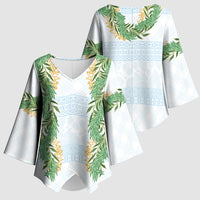 Hawai'i Paniolo Maile Twisted Lei Kimono Sleeve Blouse Winter White LT7 - Polynesian Pride