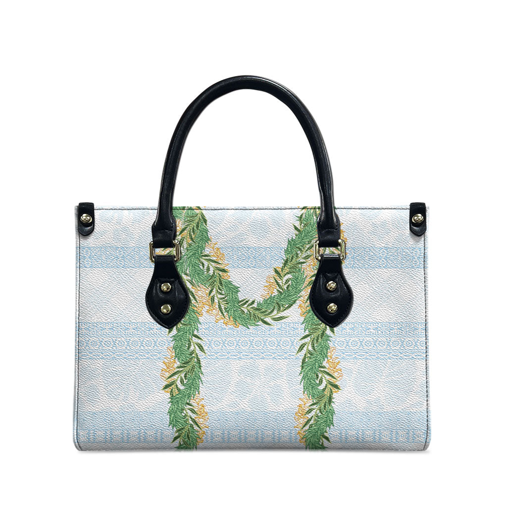 Hawai'i Paniolo Maile Twisted Lei Leather Bag Winter White