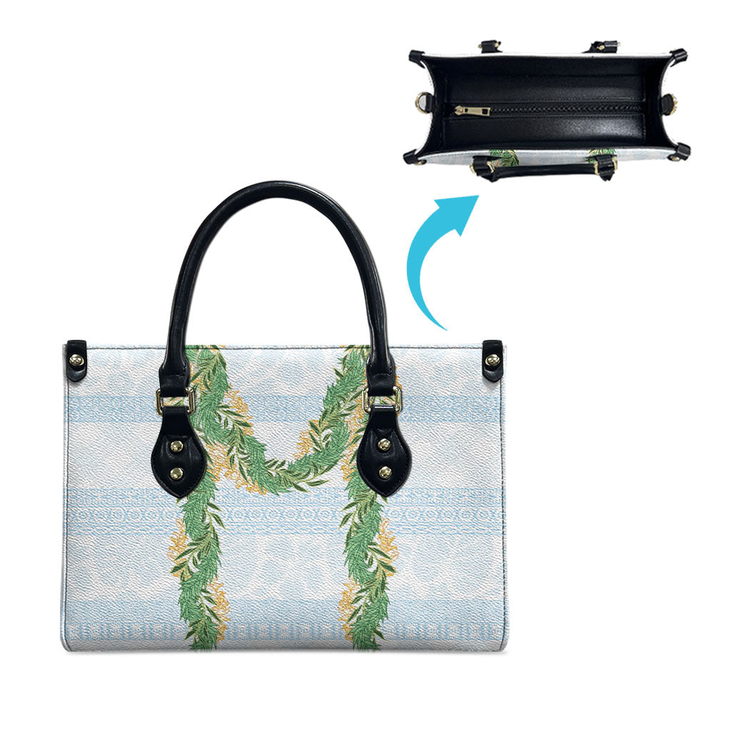 Hawai'i Paniolo Maile Twisted Lei Leather Bag Winter White