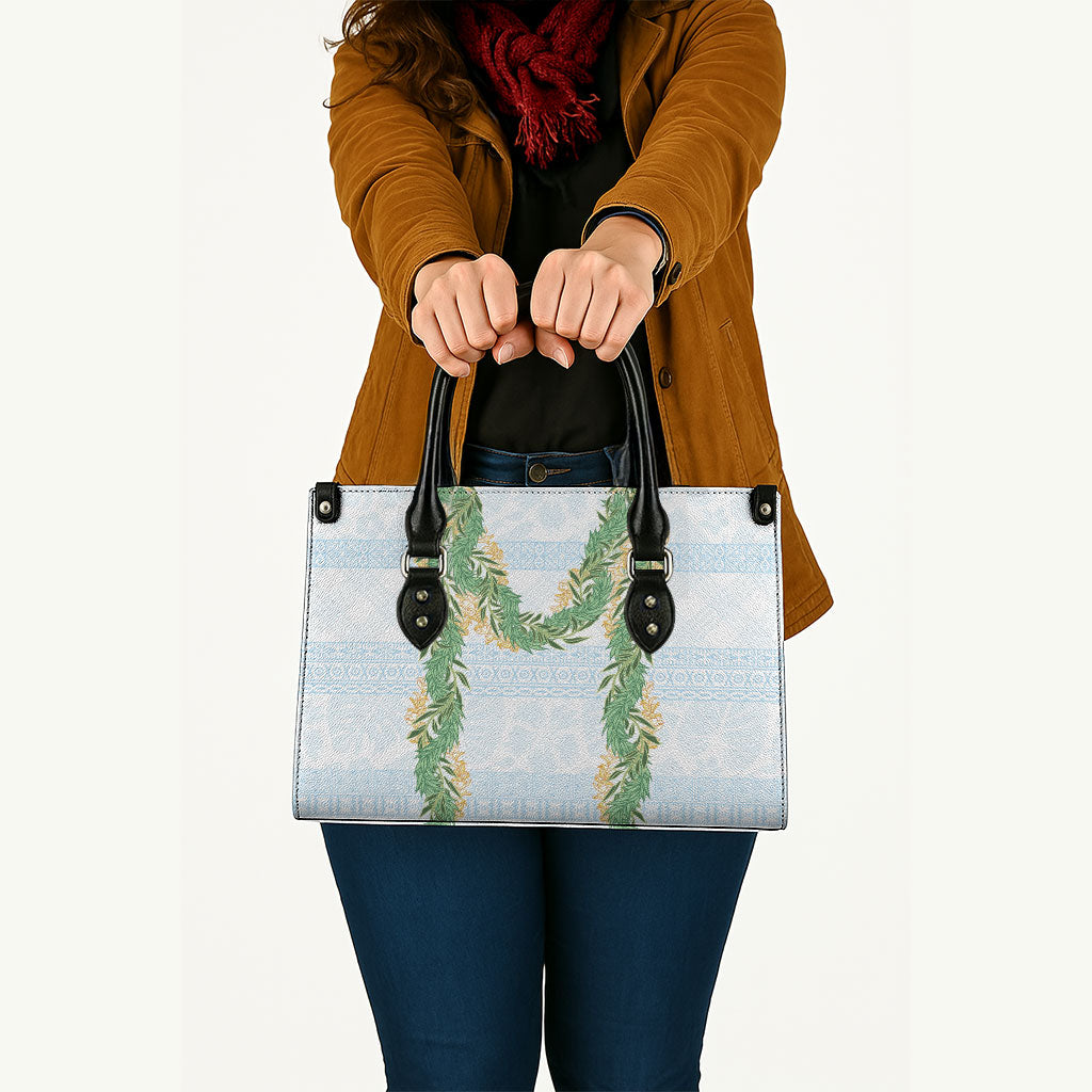 Hawai'i Paniolo Maile Twisted Lei Leather Bag Winter White