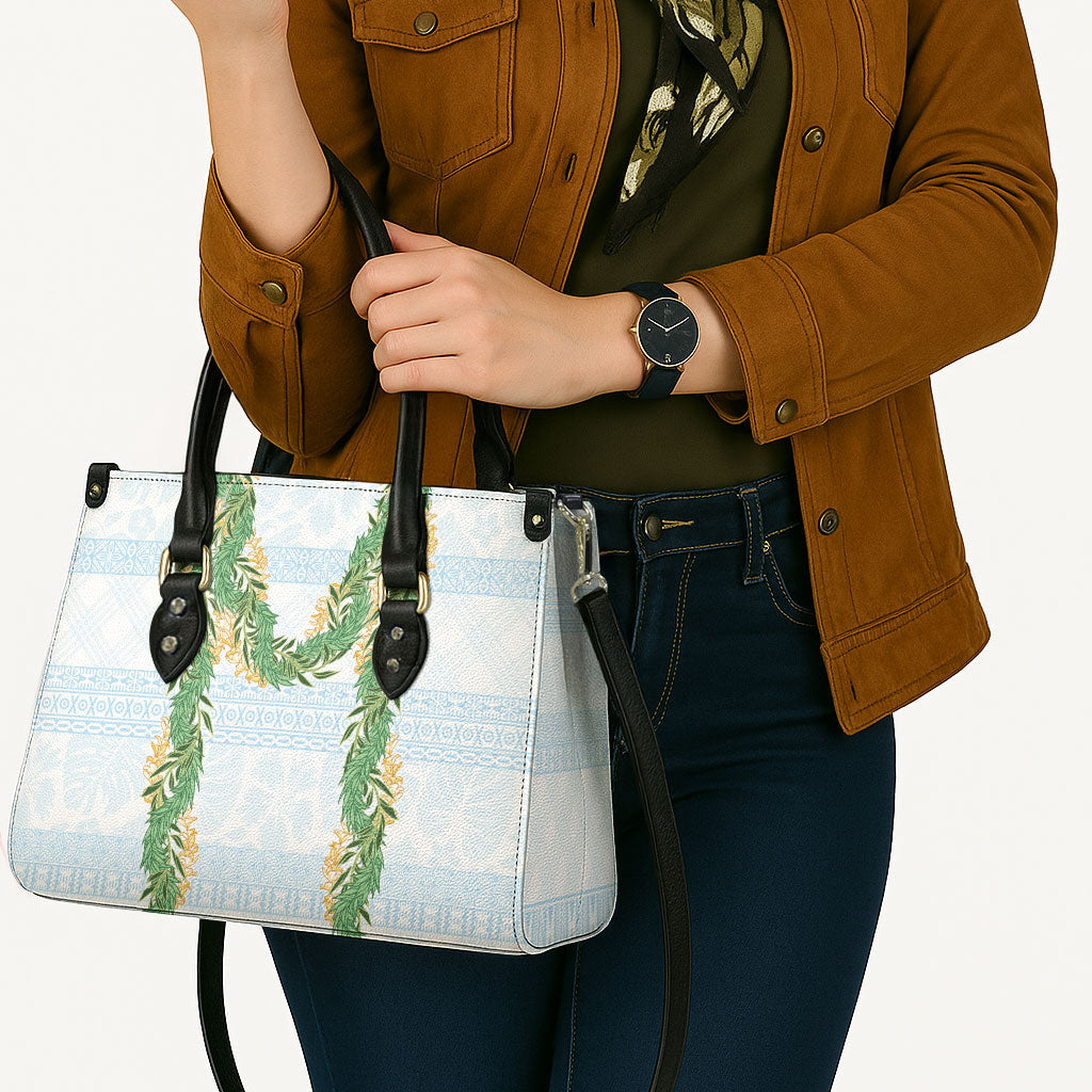 Hawai'i Paniolo Maile Twisted Lei Leather Bag Winter White