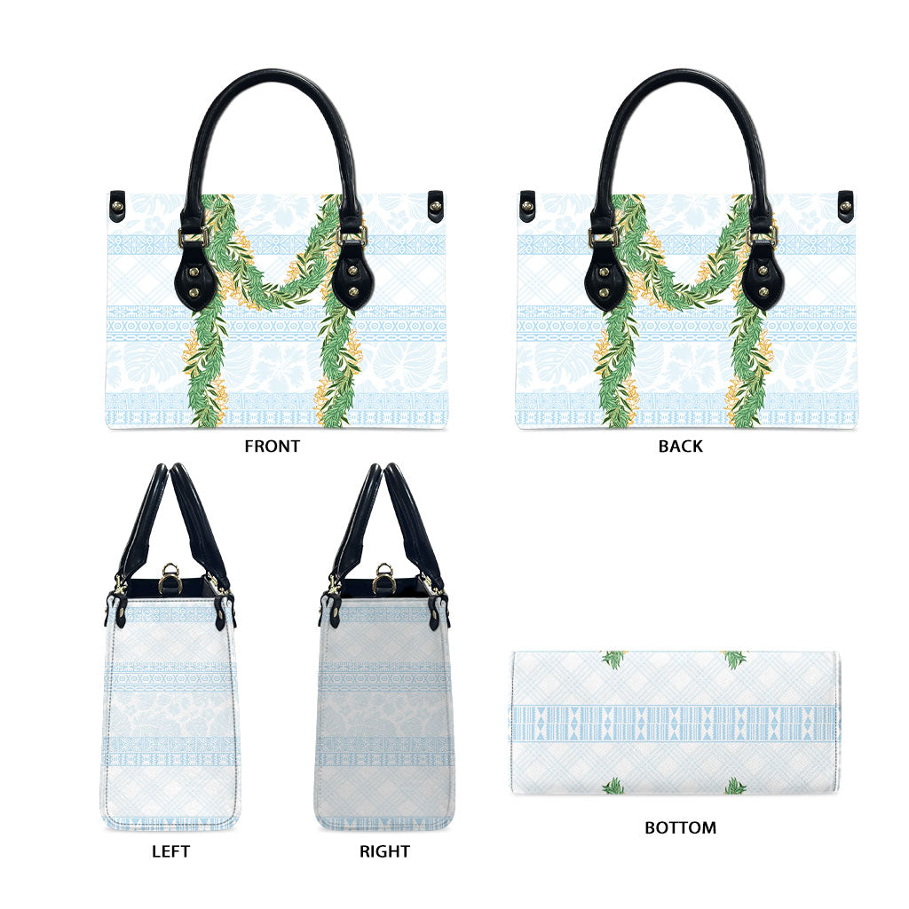 Hawai'i Paniolo Maile Twisted Lei Leather Bag Winter White