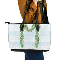 Hawai'i Paniolo Maile Twisted Lei Leather Tote Bag Winter White