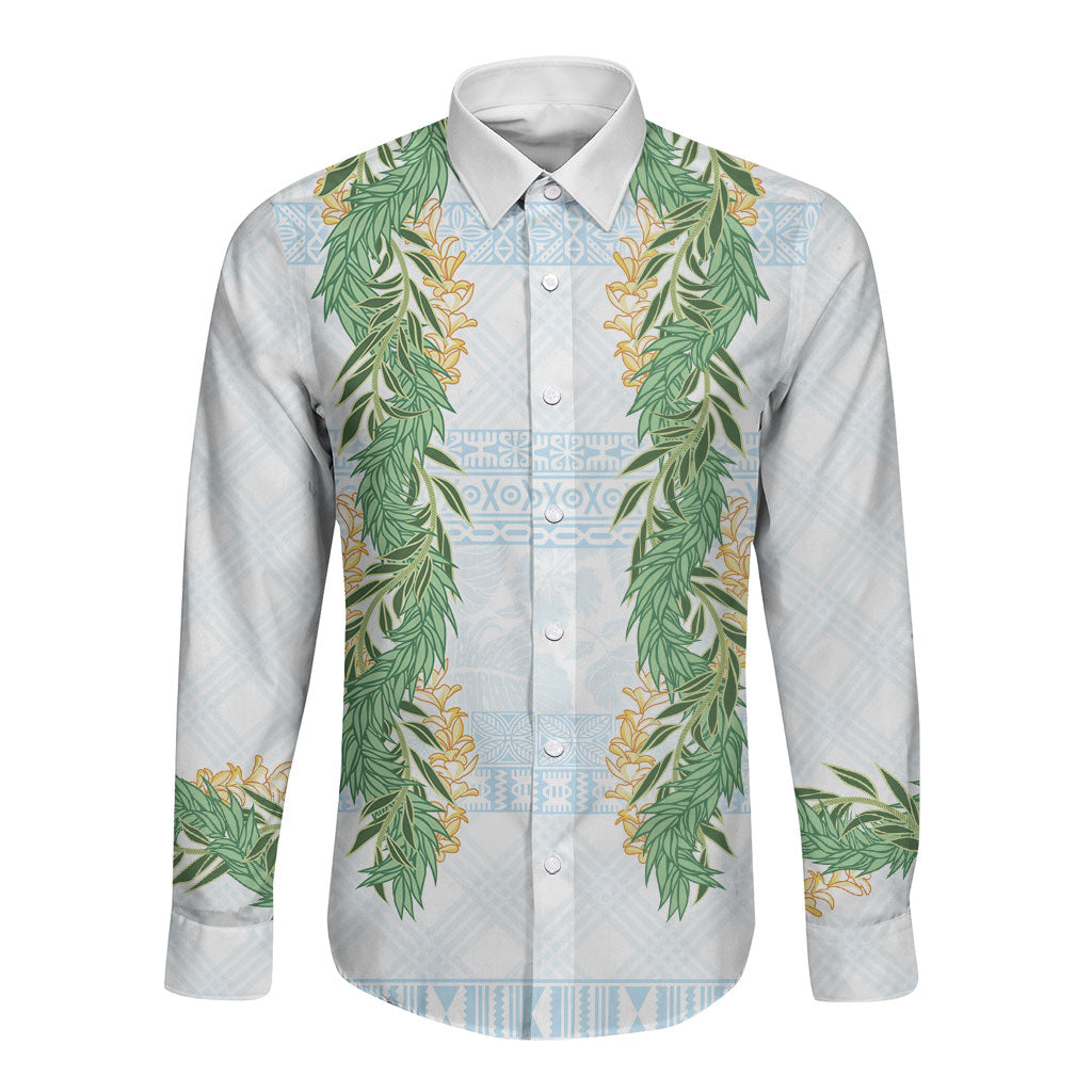 Hawai'i Paniolo Maile Twisted Lei Long Sleeve Button Shirt Winter White LT7 Unisex White - Polynesian Pride
