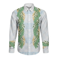 Hawai'i Paniolo Maile Twisted Lei Long Sleeve Button Shirt Winter White