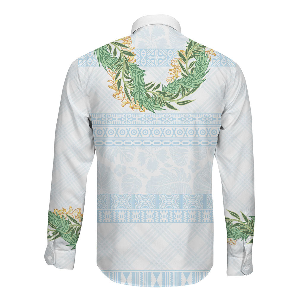 Hawai'i Paniolo Maile Twisted Lei Long Sleeve Button Shirt Winter White