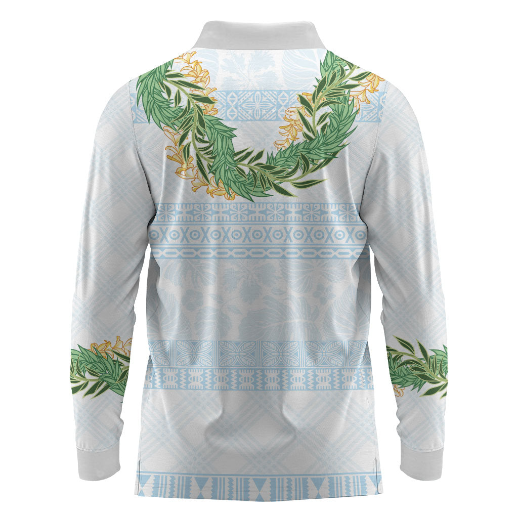 Hawai'i Paniolo Maile Twisted Lei Long Sleeve Polo Shirt Winter White