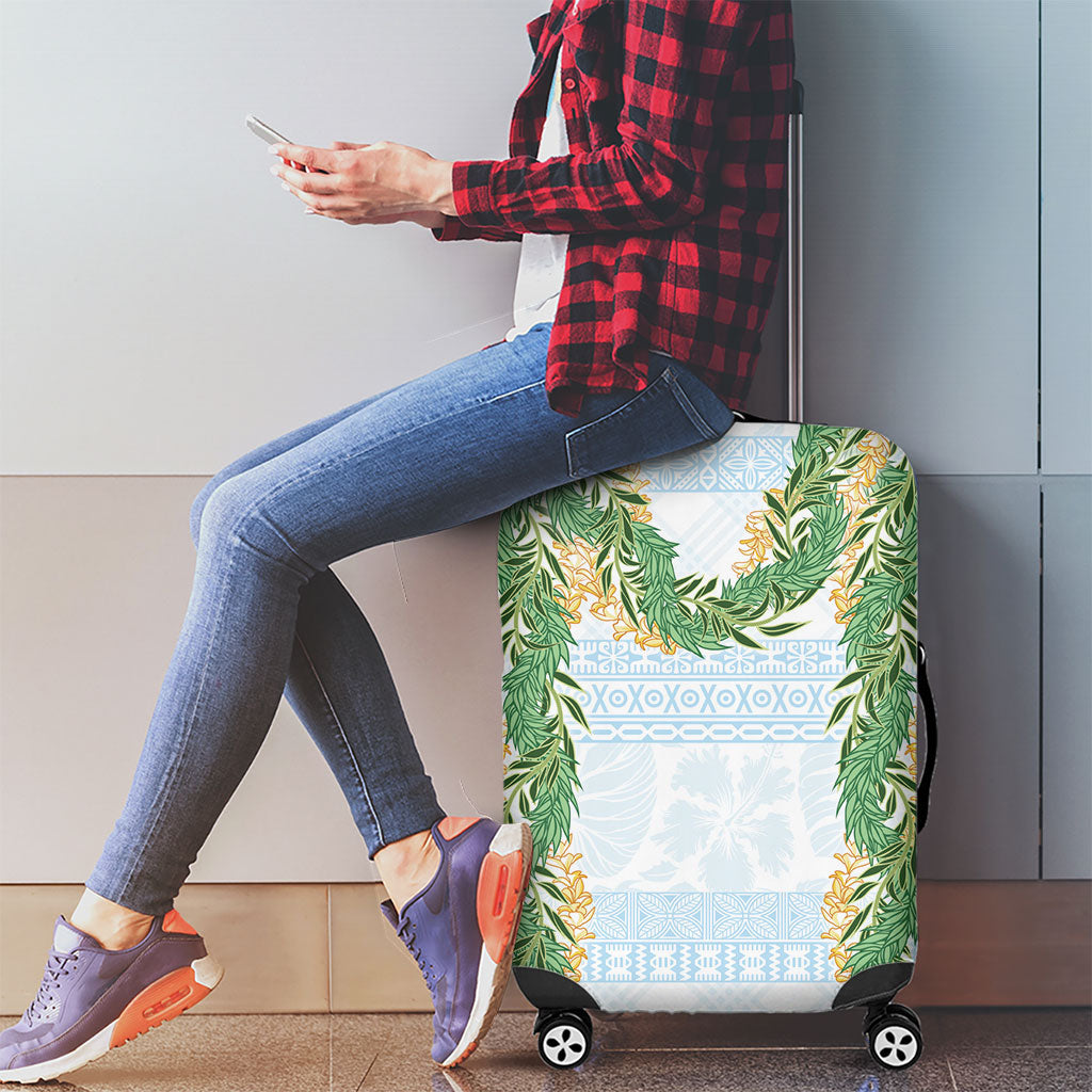 Hawai'i Paniolo Maile Twisted Lei Luggage Cover Winter White LT7 - Polynesian Pride