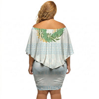 Hawai'i Paniolo Maile Twisted Lei Off Shoulder Short Dress Winter White LT7 - Polynesian Pride