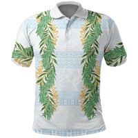 Hawai'i Paniolo Maile Twisted Lei Polo Shirt Winter White LT7 White - Polynesian Pride