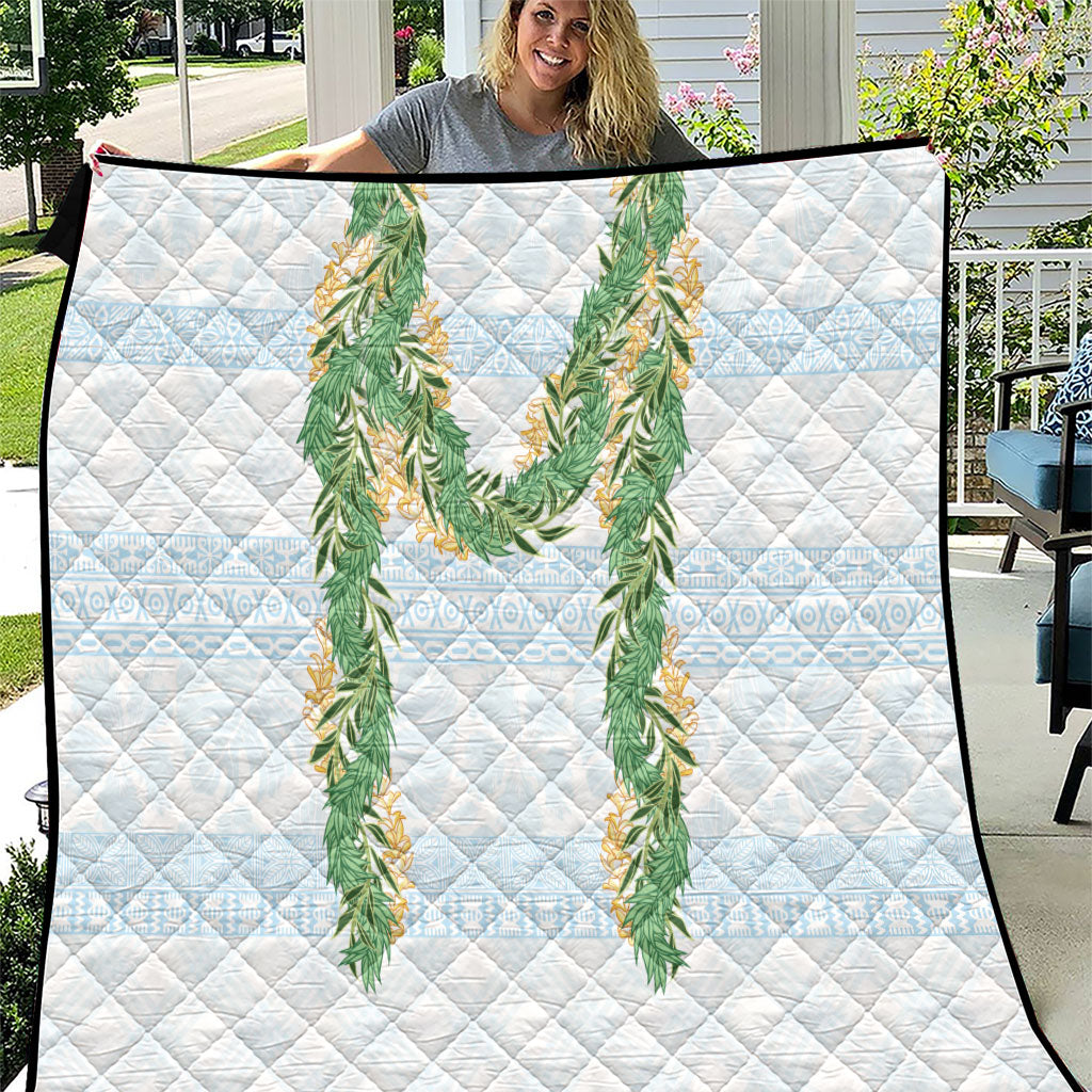 Hawai'i Paniolo Maile Twisted Lei Quilt Winter White