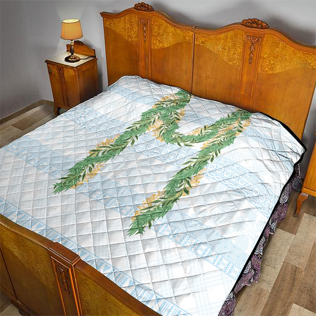 Hawai'i Paniolo Maile Twisted Lei Quilt Winter White