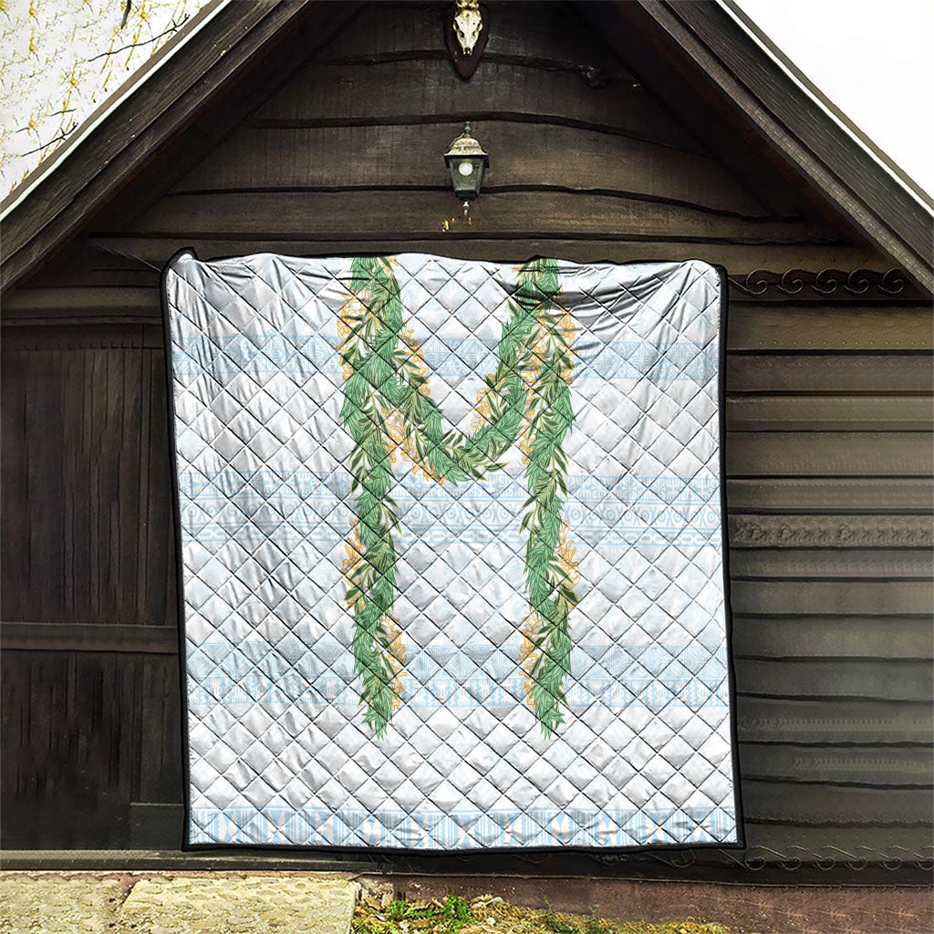 Hawai'i Paniolo Maile Twisted Lei Quilt Winter White
