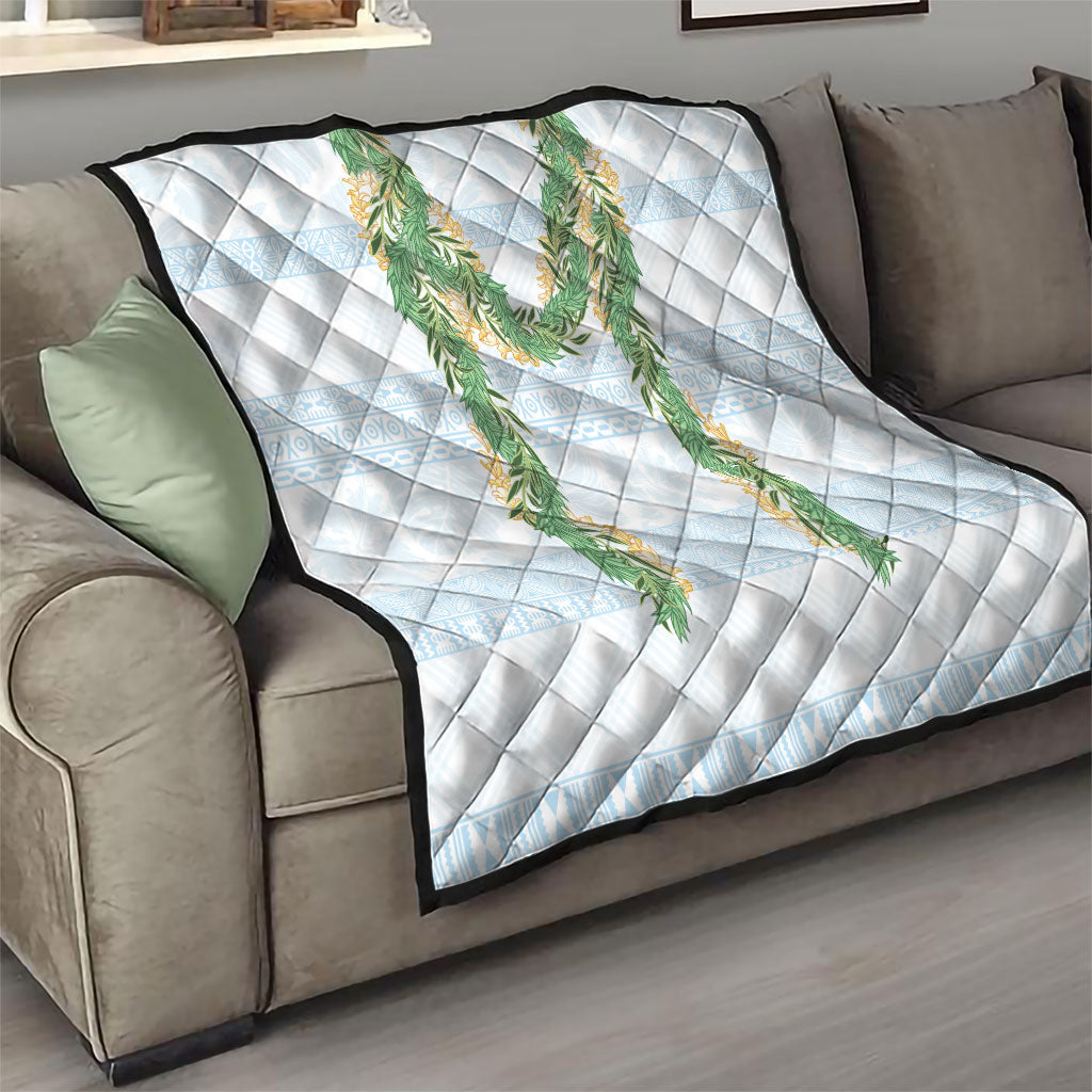 Hawai'i Paniolo Maile Twisted Lei Quilt Winter White