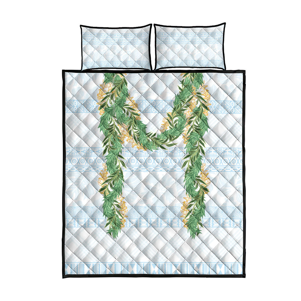 Hawai'i Paniolo Maile Twisted Lei Quilt Bed Set Winter White