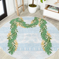 Hawai'i Paniolo Maile Twisted Lei Round Carpet Winter White