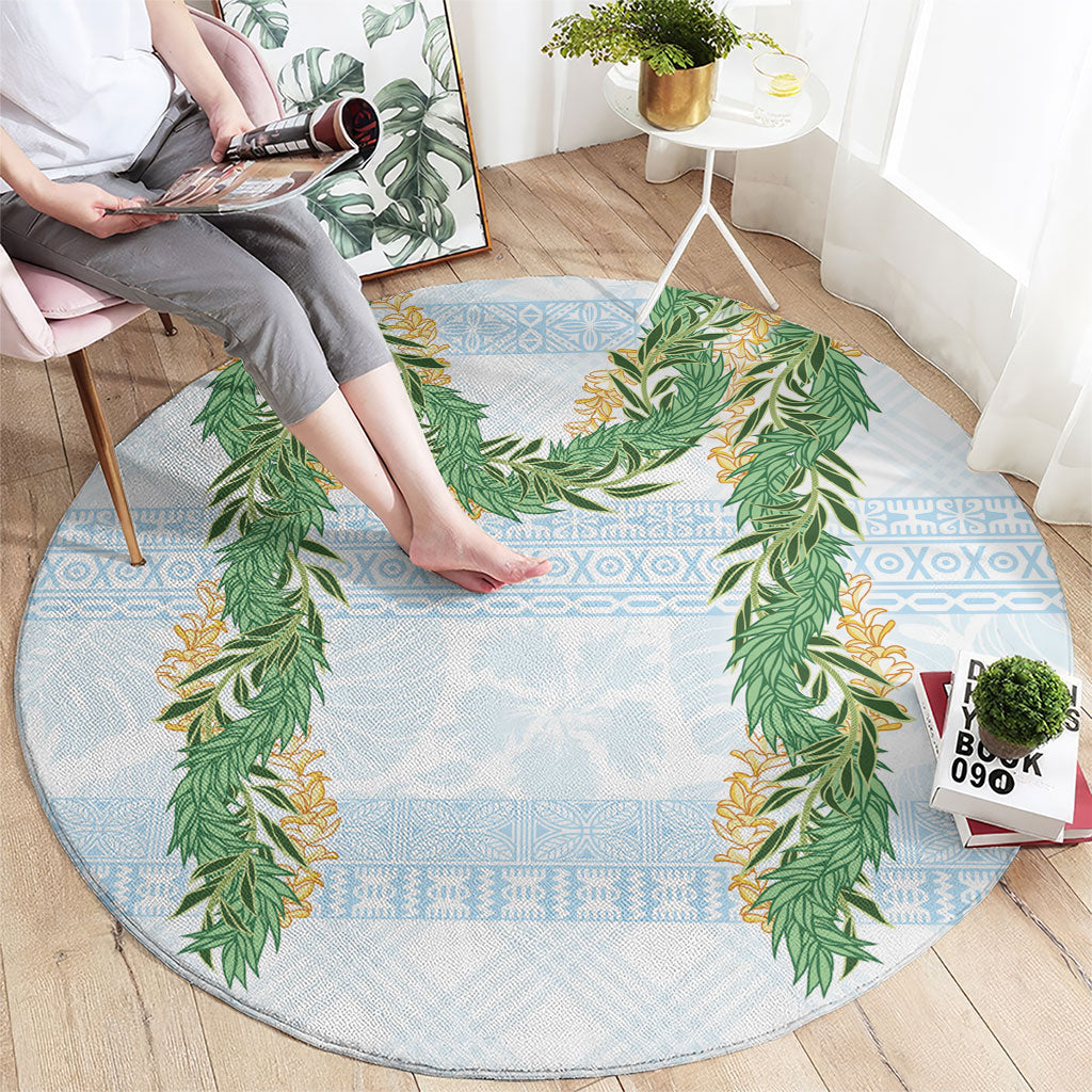 Hawai'i Paniolo Maile Twisted Lei Round Carpet Winter White