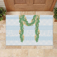 Hawai'i Paniolo Maile Twisted Lei Rubber Doormat Winter White