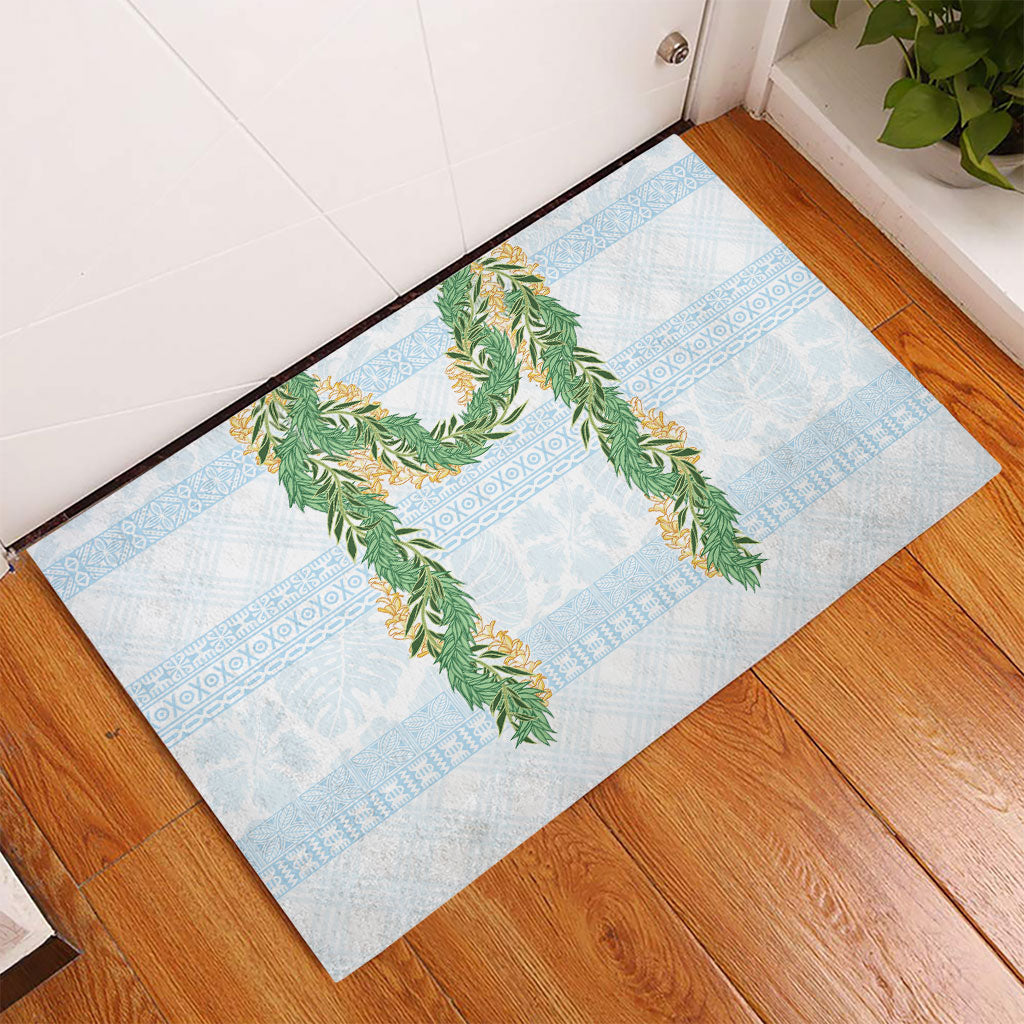 Hawai'i Paniolo Maile Twisted Lei Rubber Doormat Winter White