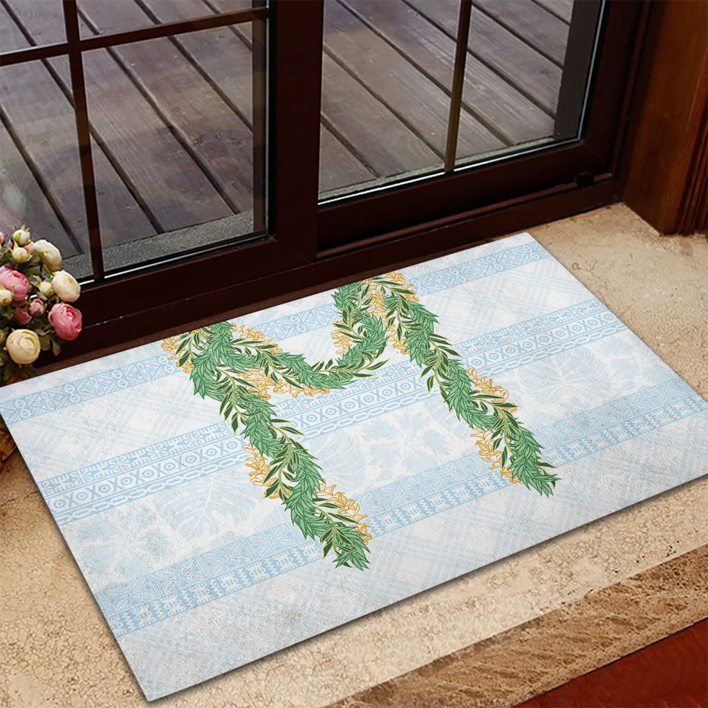 Hawai'i Paniolo Maile Twisted Lei Rubber Doormat Winter White