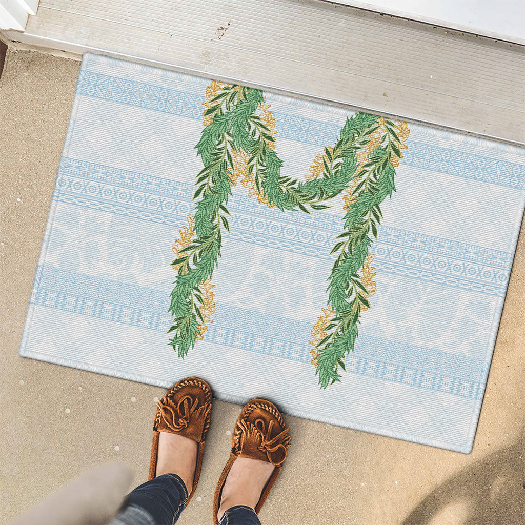 Hawai'i Paniolo Maile Twisted Lei Rubber Doormat Winter White